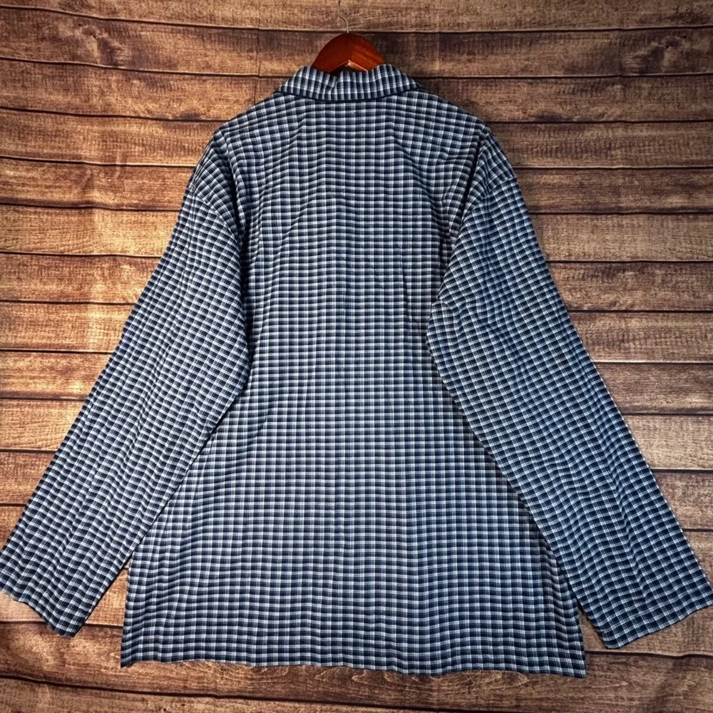 Polo Ralph Lauren Mens XL Pajama Shirt Navy Blue White Plaid Cotton Stretch NWT